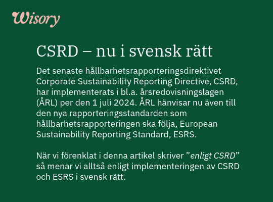 CSRD - nu i svensk rätt.